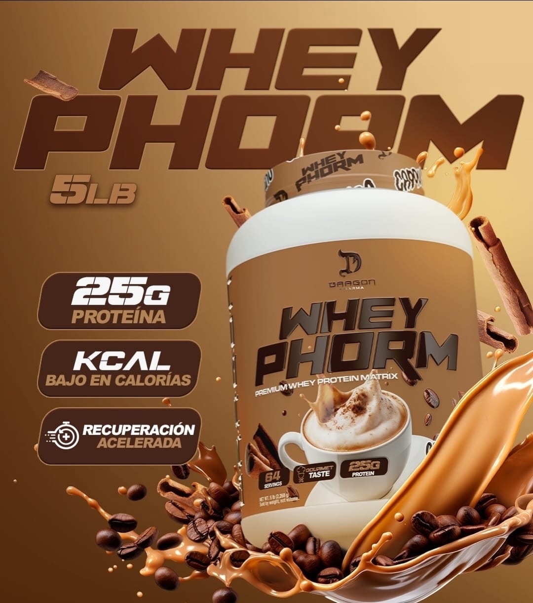 Dragon Pharma Whey Phorm 5 Lbs Sabor Cappuccino