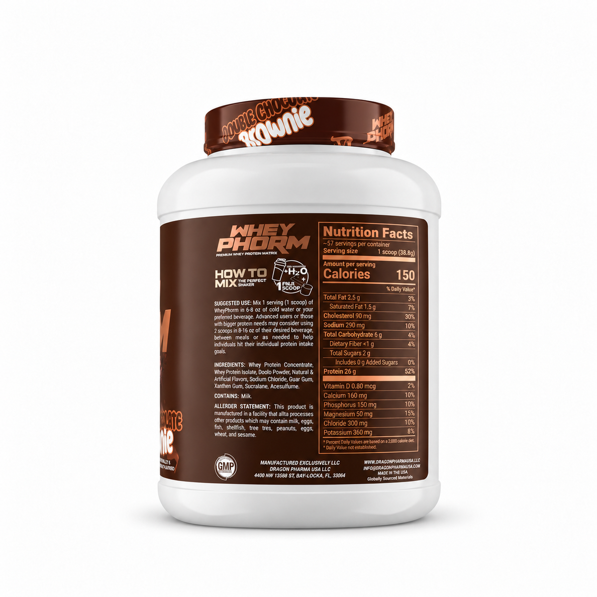 Dragon Pharma Whey Phorm 5 Lbs Sabor Doble Chocolate Brownie